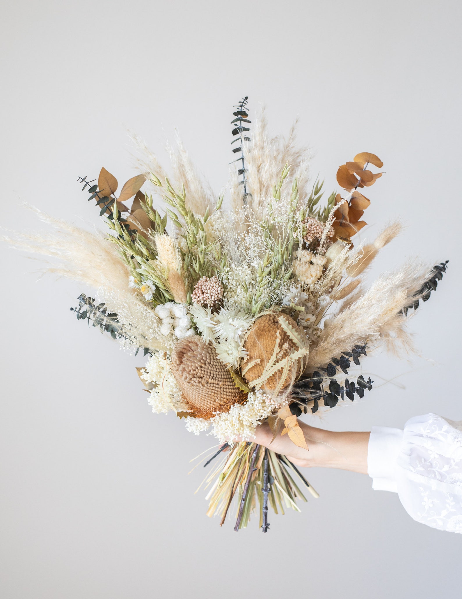 Boho Dried Flower Bouquet / Eucalyptus Wedding Bouquet / Dried Etsy