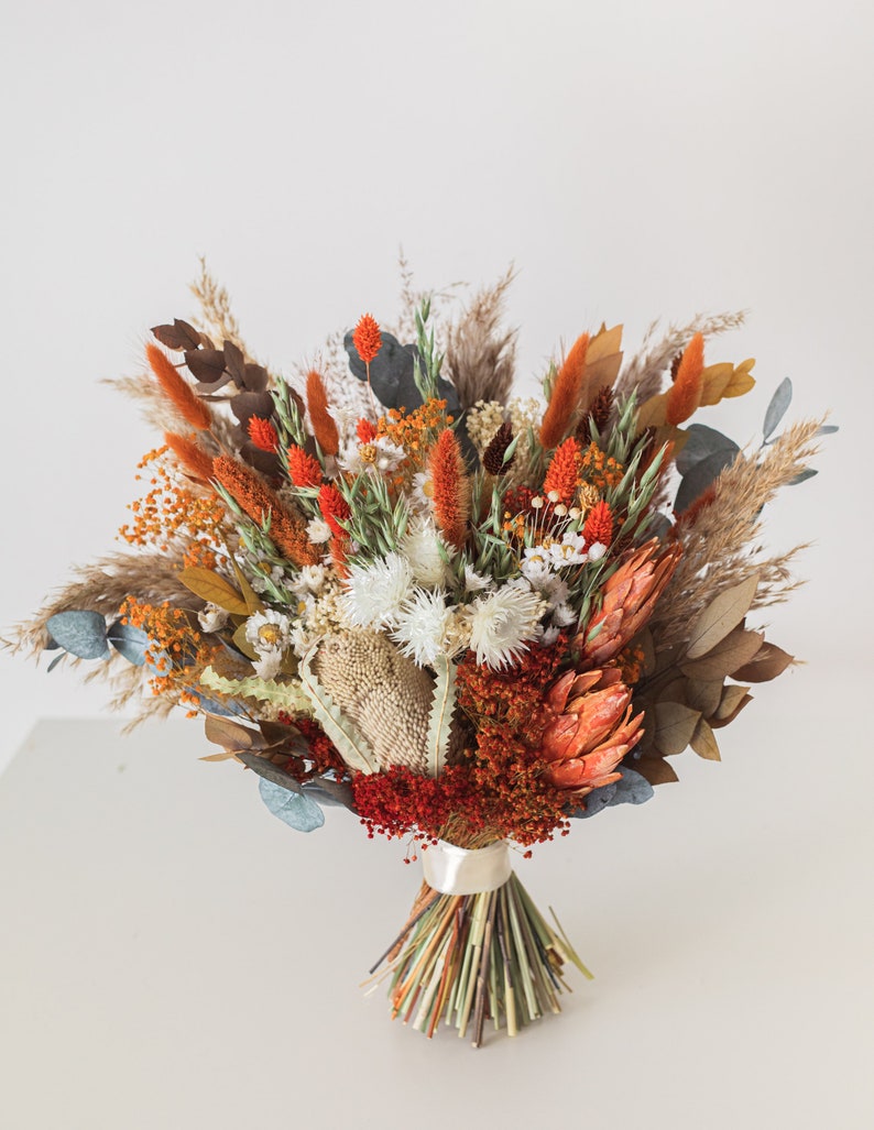 Boho Dried Flower Bouquet / Terracotta Boho Wedding Bouquet / Etsy