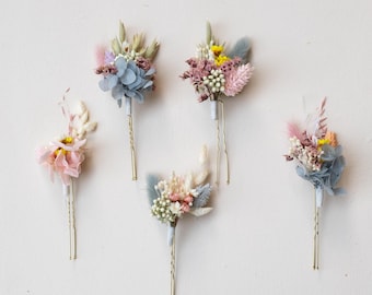 Pastel Colorful Wildflower Hair Pins with Dried flowers, Bridal Floral Hair Accessory