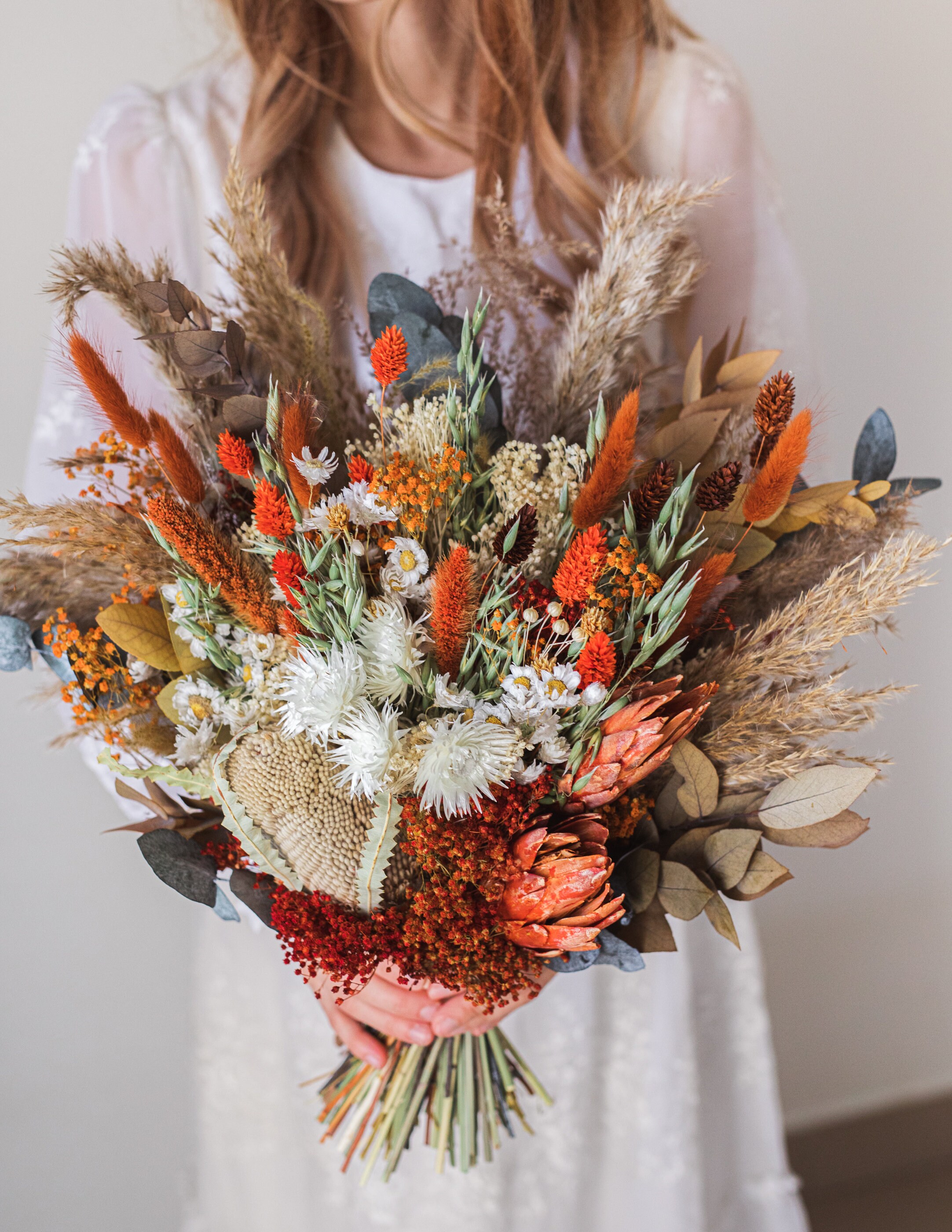 Boho Dried Flower Bouquet / Terracotta Boho Wedding Bouquet / Etsy