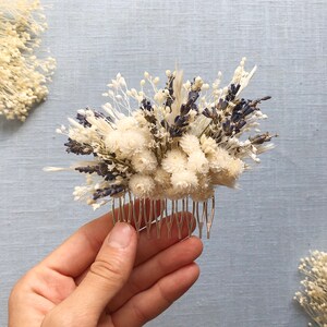 Lavender hair comb and boutonniere, dried flowers, wedding bridal hair clip, wedding flower hair piece, purple hair accessory 画像 2