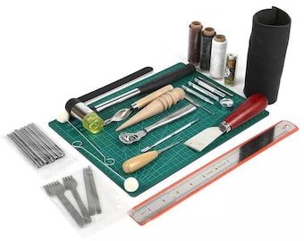 69 pièces fil ciré en cuir pratique parage couture couture poinçonnage coupe artisanat du cuir fabrication d'outils pour débutant