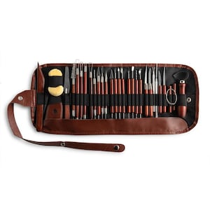 30pcs DIY Clay Pottery Tool Set Drill Pen Ceramics Sculpting Carving Sculpture Craft Wooden Handle Modeling Kit