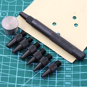 Interchangeable DIY Punching Tool, Multifunctional Belt Strap Hole Carving Punch Tool, Leather Craft Round Hole Making Accessory