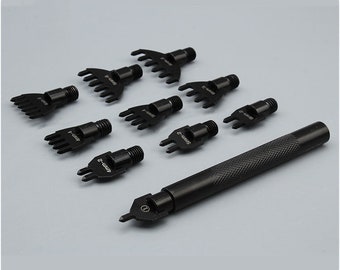 11PCS Craft Leather Spacing Hole Flat Punch Prong Scalpello Strumento di punzonatura in acciaio inossidabile Strumenti da intaglio in pelle