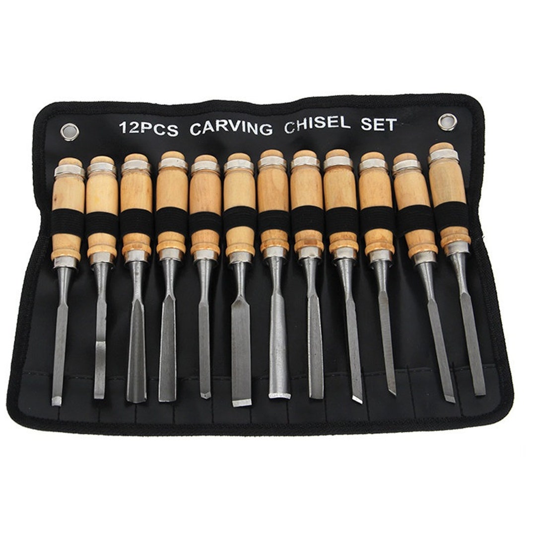 Wood Carving Set 12 PC Chisel Set Wood Carvers Chssels Gouges Shapes 12