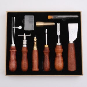 Boxed Leather Tool Set Leather Craft Leather Set Hand Stitched Handmade Leather Leather DIY Set