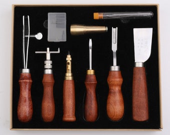 Set d'outils en cuir avec boîte en cuir Set de bricolage en cuir artisanal en cuir cousu main