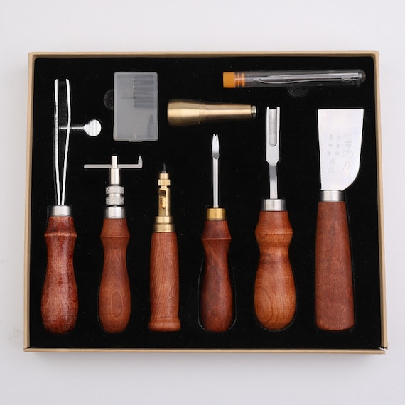 Boxed Leather Tool Set Leather Craft Leather Set Hand Stitched Etsy