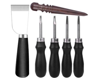 Couteau à découper en cuir, couteau à découper en cuir, outils pour couper le cuir, bricolage, couteau à découper en cuir artisanal avec manche en bois, ensemble d'outils de bricolage