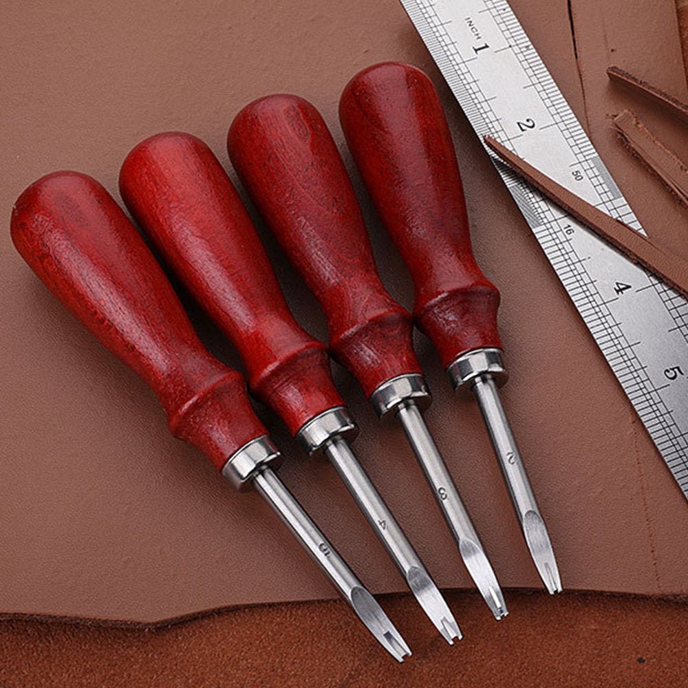 Leather Edge Skiver Beveler Cutting Tool Kit, Include 4 Size