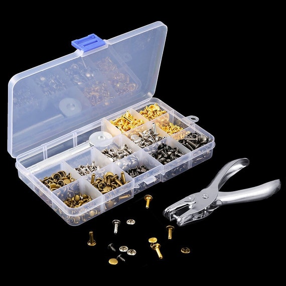 Buy 420 Sets Leather Rivets Kit, Double Cap Brass Rivets Leather Studs