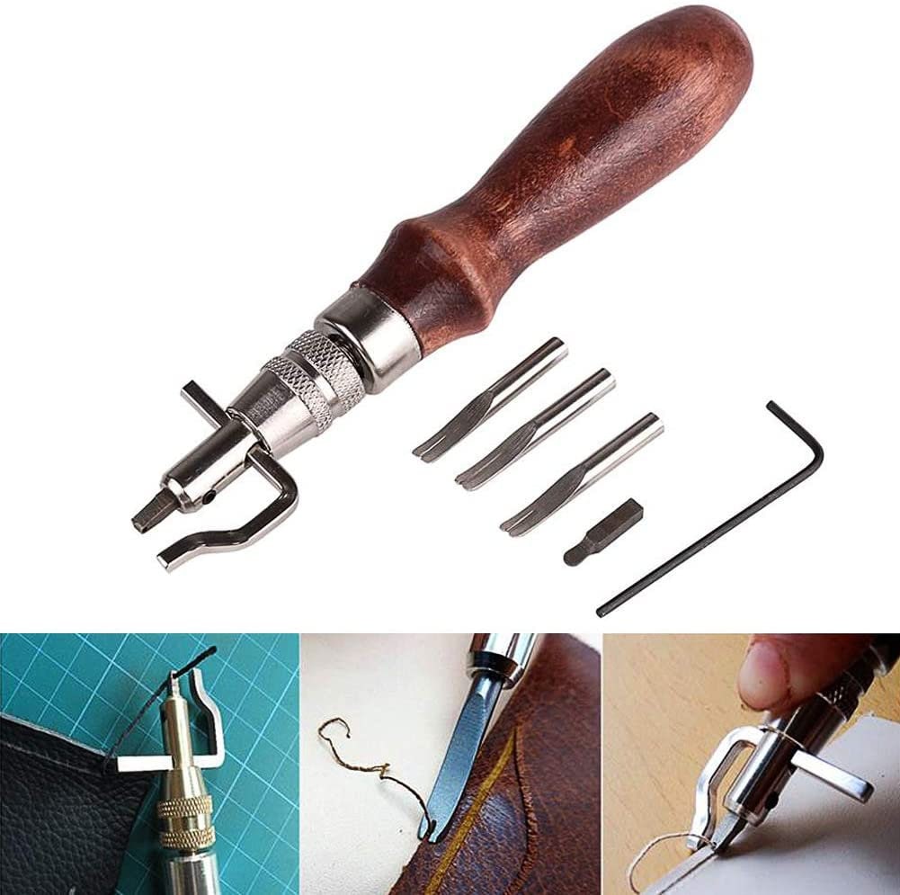 Leather Tooling Kit-Leather Working Tools Craft Kit for Beginners 30Pcs  with Waxed Thread Stitching Groover Awl Leathercraft Adults Gifts