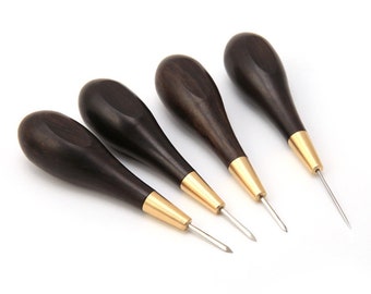 Handmade Craft DIY Leather Craft Sandalwood Rhombus Leather Reaming Awl Tool Leathercraft Punching DIY Stitcher Taper