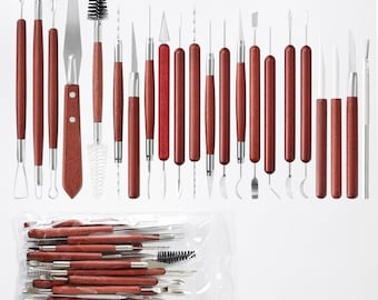 8/9/11/12/22/27/28/34/36/42/48/52PCS Clay Pottery Tool Set Drill Pen Ceramics Sculpting Carving Sculpture Craft Wooden Handle Modeling Kit