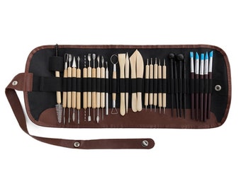 30 pièces pour travaux manuels argile poterie ensemble d'outils de forage stylo céramique sculpture sculpture artisanat manche en bois kit de modélisation