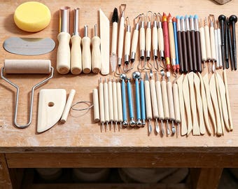 Ensemble d'outils de poterie en argile 61 pièces
