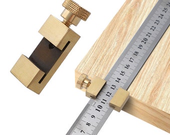 Brass Ruler Locating Block Leather Marking Locator Angle Scriber Carpenter Location Line Scriber Block Gauge Measuring Tools
