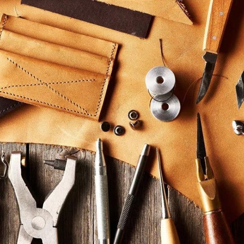Lederen naaigereedschap Set,Lederen Karton Punch Gereedschap Kit,Lederen Ambacht Basic Naaien Hand Gereedschap Set voor DIY Lederen Craft Projecten ( 18 St