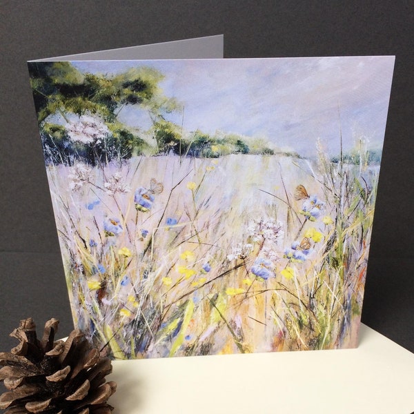 Flower Meadow Greeting Card, Blank Greeting Card, Wildflower Card, Square Greeting Card