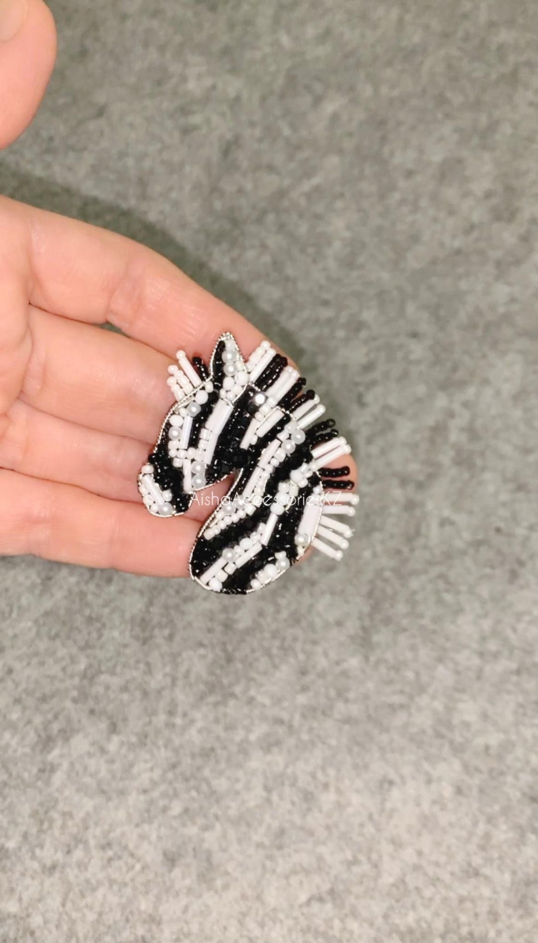 Hand-beaded Zebra Brooch Desigher Art Zebra Pin Embroidered Zebra’s ...