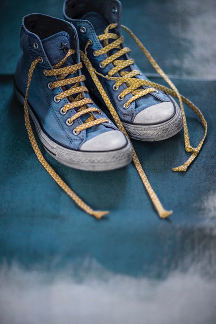 Japanese Kanoko Print Cotton Shoe Laces - Nody (kanoo Mastard