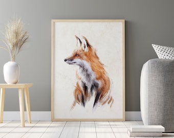 Fine Art Print – Rotfuchs, Fuchs, Wildtier, Wald, Natur, Malerei, Kunst, Gemälde, Bild, Home Decor, Geschenk, Interieur, Kunstdruck