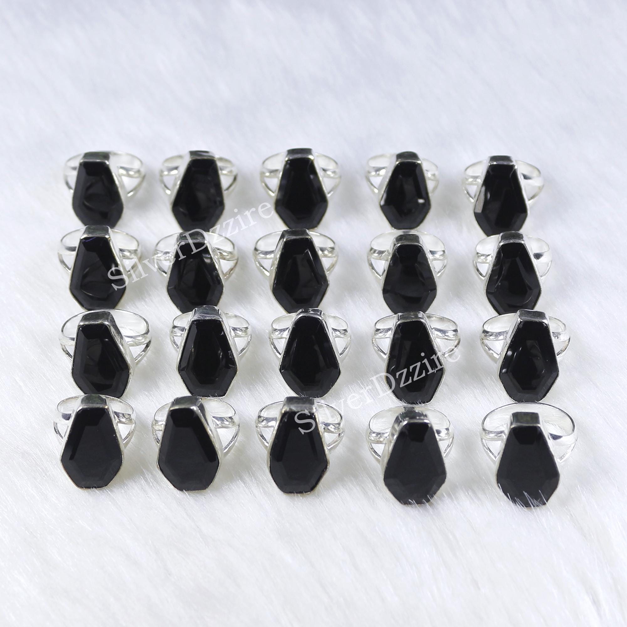 Black Onyx Coffin Ring Collet Ring Coffin Onyx Gemstone Ring Sterling ...