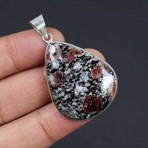 Ruby Fall Edelsteen Hanger Ketting Sterling Zilveren Hanger Peervorm Hanger Ruby Fall Hanger Ruby Fall Sieraden Handgemaakte Hanger Cadeau