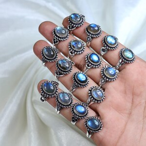 Blue Labradorite Ring Collet Ring Sterling Silver Ring Natural Labradorite Oval Ring Wholesale Ring Labradorite Jewelry Ring Birthstone Ring