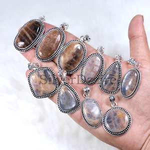 Peach Sunstone Moonstone Pendant, Collet Pendant Jewelry, Sterling Silver Pendant, Sunstone Pendant, Gemstone Pendant, Women Pendant Jewelry