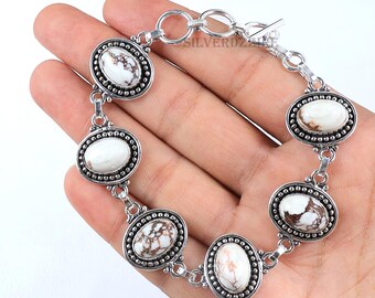 Wildes Pferd Jaspis Edelstein Armband, handgemachtes Armband, Wildes Pferd Jaspis Armband, Sterling Silber Armband, Silber Schmuck, Frauen Armband