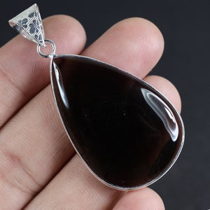 Smoky Quartz Pendant Designer Loop Pendant Sterling Silver Pendant Pear Pendant Brown Smoky Pendant Natural Smoky Quartz Gemstone Pendant