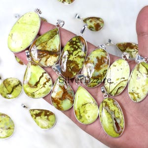 Green Opal Pendant Bezel Pendant Mix Shape Sterling Silver Pendant Jewelry Green Opal Gemstone Pendant Green Opal Jewelry Girls Necklace
