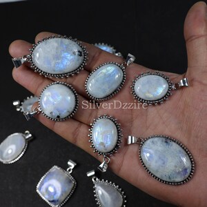 Pendentif pierre de lune en argent sterling pendentif pierre de lune arc-en-ciel naturel collier de serrage pendentif pierre de lune flashy pendentif pierres précieuses cadeau pour elle
