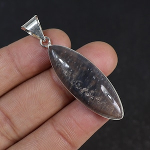 Black Moonstone Pendant Silver Plated Pendant Marquise Pendant Moonstone Sunstone Pendant Black Sunstone Jewelry Bezel Pendant Girls Pendant