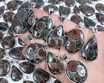 Peanut Obsidian Gemstone Pendant Sterling Silver Pendant Natural Red Peanut Obsidian Pendant Bezel Pendant Obsidian Jewelry Women Necklaces