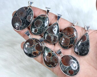Peanut Obsidian Gemstone Pendant Sterling Silver Pendant Natural Red Peanut Obsidian Pendant Bezel Pendant Obsidian Jewelry Women Necklaces