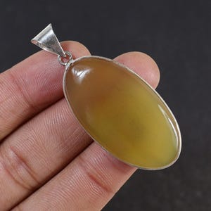 Yellow Onyx Gemstone Pendant, Sterling Silver Pendant, Oval Onyx Pendant, Handmade Pendant, Onyx Stone Pendant Bezel Pendant Crystal Pendant