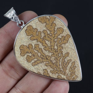 Psilomelane Gemstone Pendant Sterling Silver Pendant Large Pear Psilomelane Pendant Bezel Pendant Psilomelane Dendritic Pendant Gift For Her