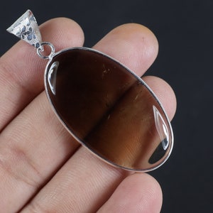 Smoky Quartz Pendant Designer Loop pendant Sterling Silver Pendant Brown Smoky Pendant Bezel Pendant Smoky Quartz Gemstone Pendant For Women