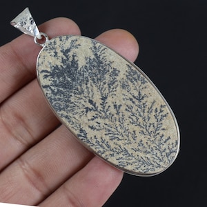 Psilomelane Pendant Sterling Silver Pendant Designer Loop Pendant Psilomelane Dendritic Pendant Bezel Pendant Psilomelane Gemstone Pendant
