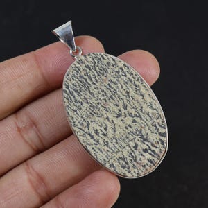 Psilomelane Pendant, Sterling Silver Pendant, Oval Psilomelane Dendrite Gemstone Pendant, Oval Pendant, Handmade Pendant, Bezel Pendant