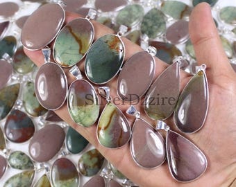 Imperial Jasper Pendant Mix Shape Bezel Pendant Sterling Silver Pendant Necklace Mookaite Pendant Mix Pendant Imperial Gemstone Pendant Gift