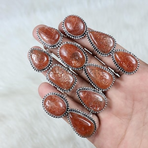 Sunstone Ring Sterling Silver Ring Collet Ring Orange Sunstone Gemstone Ring All Size Ring Handmade Ring Wholesale Ring Sunstone Jewelry