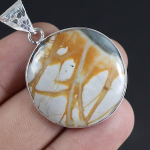 Picasso Jasper Pendant Designer Loop Pendant Sterling Silver Pendant Round Pendant Orange Picasso Jasper Gemstone Pendant Picasso Pendant