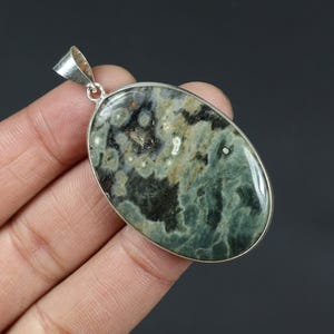 Green Ocean Jasper Pendant Sterling Silver Pendant Necklace Bezel Pendant Oval Shape Ocean Jasper Gemstone Pendant Handmade Jewelry Necklace