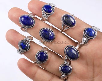 Lapis Rings, Handmade Sterling Silver Rings, Mix shape Rings, Blue Lapis Lazuli Ring, Boho Rings, Lapis Gemstone Ring, Minimalist Jewelry