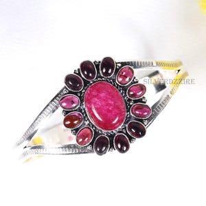 Rubin Granat Armreif, verstellbare Manschette Armreifen, Sterlingsilber Armbänder, Rubin Armreif, Rubin Granat Edelstein Armband-Brautjungfer Armreif Schmuck