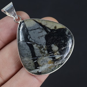 Picasso Jasper Pendant Bezel Pendant Sterling Silver Pendant Pear Picasso Jasper Gemstone Pendant Natural Picasso Jasper Jewelry Necklace